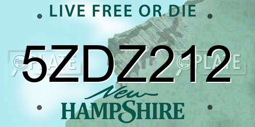 5ZDZ212 New Hampshire License Plate