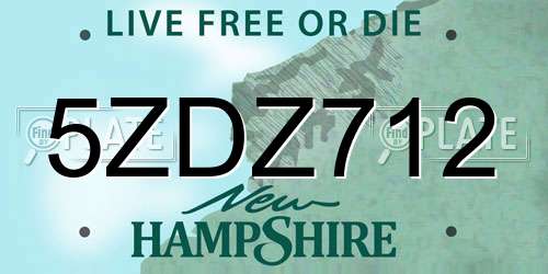 5ZDZ712 New Hampshire License Plate