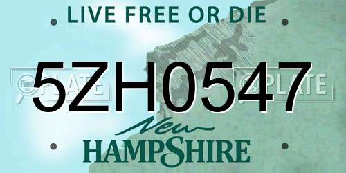 5ZH0547 New Hampshire License Plate
