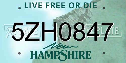 5ZH0847 New Hampshire License Plate