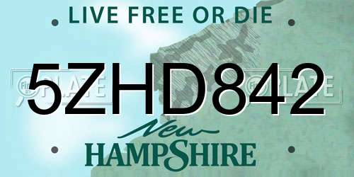 5ZHD842 New Hampshire License Plate