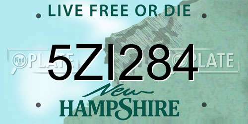 5ZI284 New Hampshire License Plate