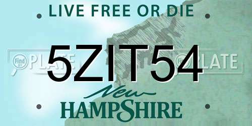 5ZIT54 New Hampshire License Plate