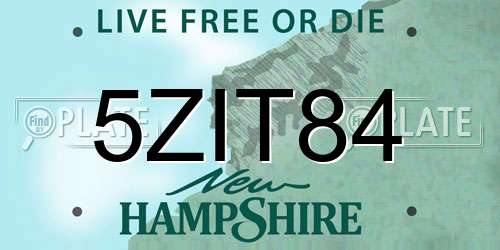 5ZIT84 New Hampshire License Plate