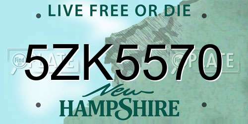 5ZK5570 New Hampshire License Plate