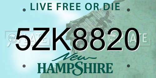 5ZK8820 New Hampshire License Plate