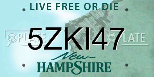 5ZKI47 New Hampshire License Plate