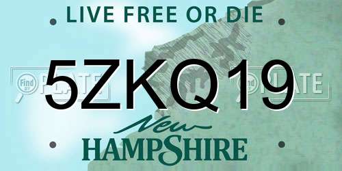 5ZKQ19 New Hampshire License Plate