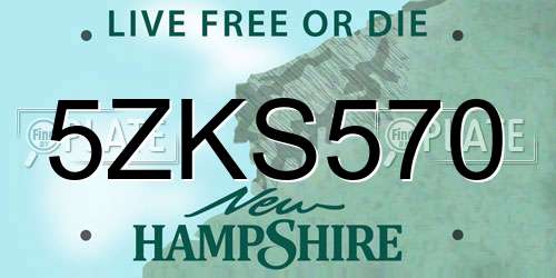 5ZKS570 New Hampshire License Plate