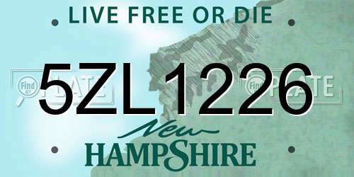 5ZL1226 New Hampshire License Plate