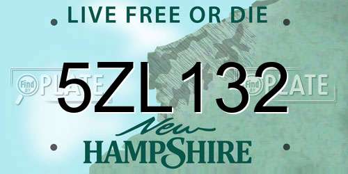 5ZL132 New Hampshire License Plate