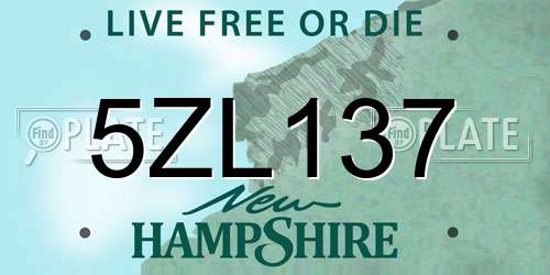 5ZL137 New Hampshire License Plate