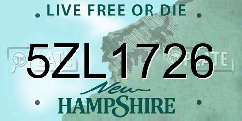 5ZL1726 New Hampshire License Plate