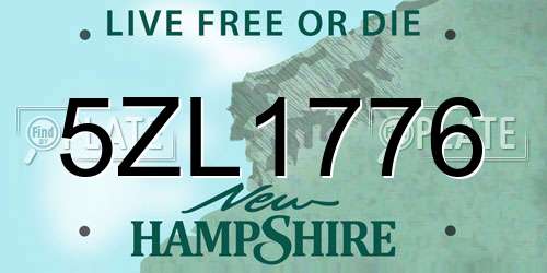 5ZL1776 New Hampshire License Plate