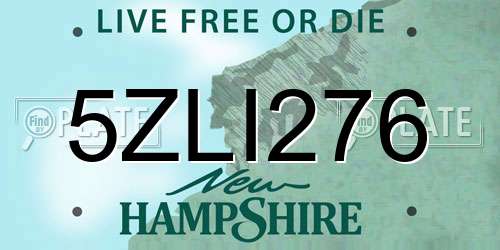 5ZLI276 New Hampshire License Plate