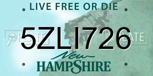 5ZLI726 New Hampshire License Plate
