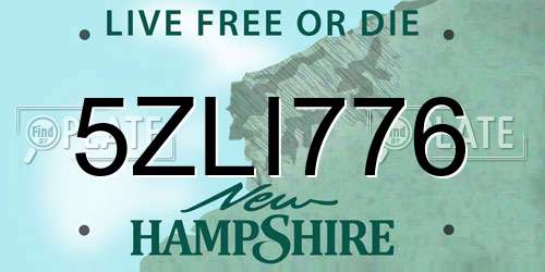 5ZLI776 New Hampshire License Plate