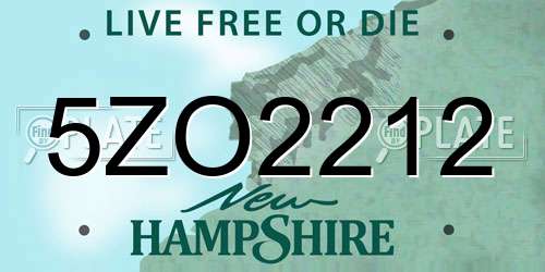 5ZO2212 New Hampshire License Plate