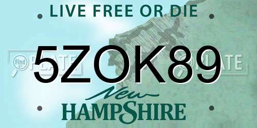 5ZOK89 New Hampshire License Plate