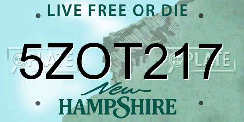 5ZOT217 New Hampshire License Plate
