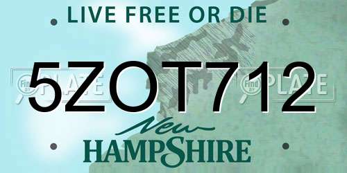 5ZOT712 New Hampshire License Plate