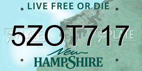 5ZOT717 New Hampshire License Plate