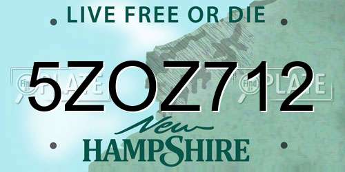 5ZOZ712 New Hampshire License Plate