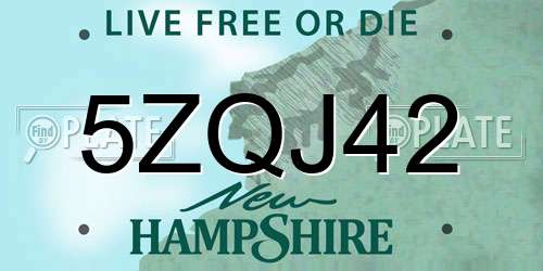 5ZQJ42 New Hampshire License Plate