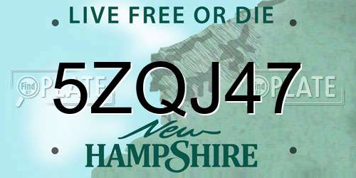 5ZQJ47 New Hampshire License Plate