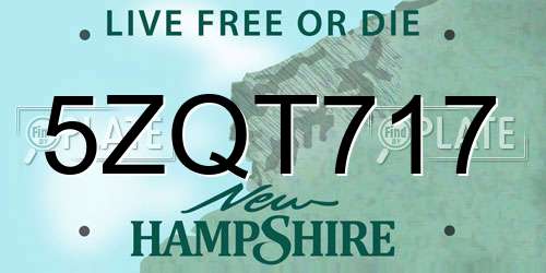 5ZQT717 New Hampshire License Plate
