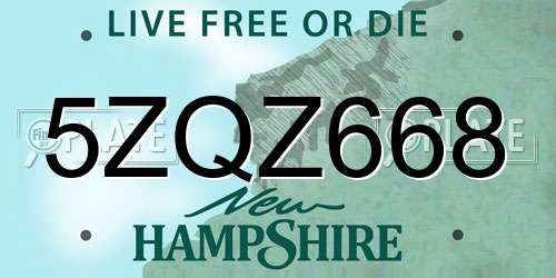 5ZQZ668 New Hampshire License Plate