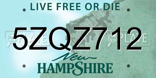 5ZQZ712 New Hampshire License Plate