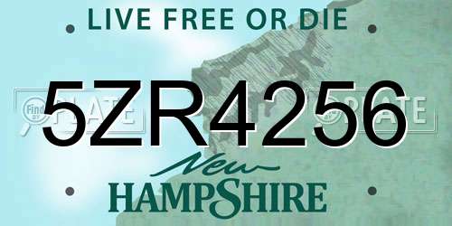 5ZR4256 New Hampshire License Plate