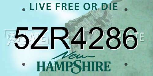 5ZR4286 New Hampshire License Plate