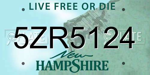 5ZR5124 New Hampshire License Plate