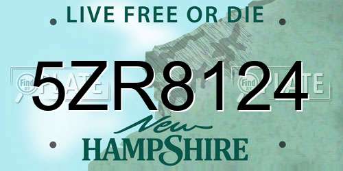 5ZR8124 New Hampshire License Plate