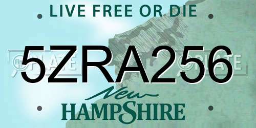 5ZRA256 New Hampshire License Plate