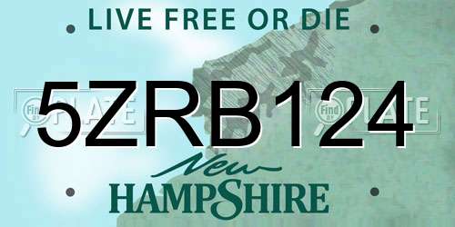 5ZRB124 New Hampshire License Plate