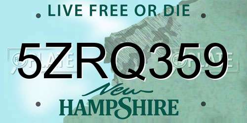 5ZRQ359 New Hampshire License Plate