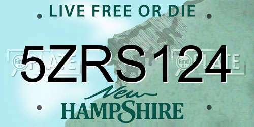 5ZRS124 New Hampshire License Plate