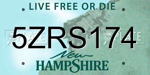 5ZRS174 New Hampshire License Plate