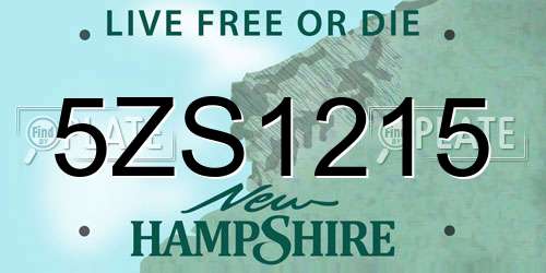 5ZS1215 New Hampshire License Plate