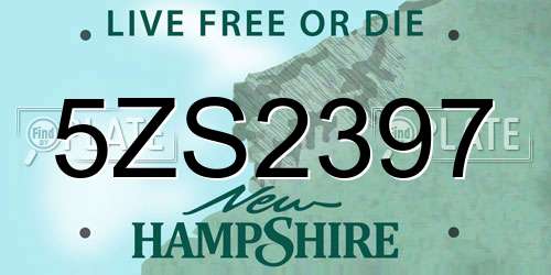 5ZS2397 New Hampshire License Plate