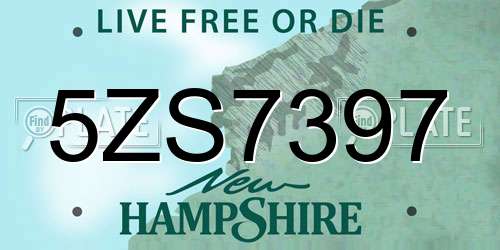 5ZS7397 New Hampshire License Plate