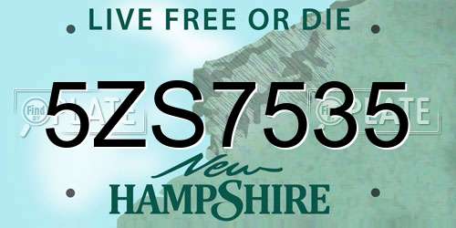 5ZS7535 New Hampshire License Plate