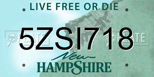 5ZSI718 New Hampshire License Plate