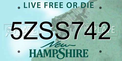 5ZSS742 New Hampshire License Plate