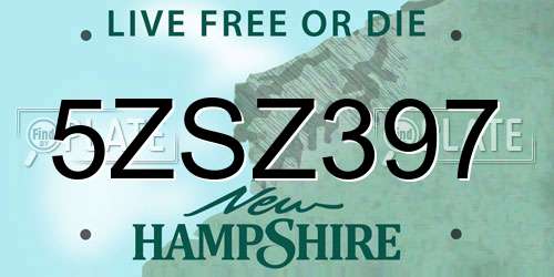 5ZSZ397 New Hampshire License Plate