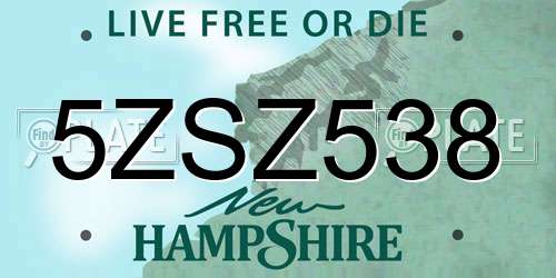 5ZSZ538 New Hampshire License Plate