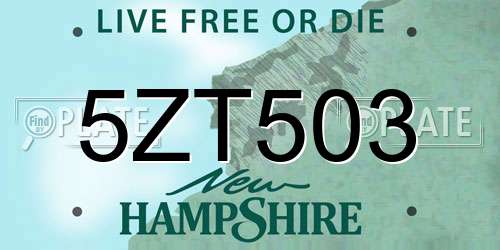 5ZT503 New Hampshire License Plate
